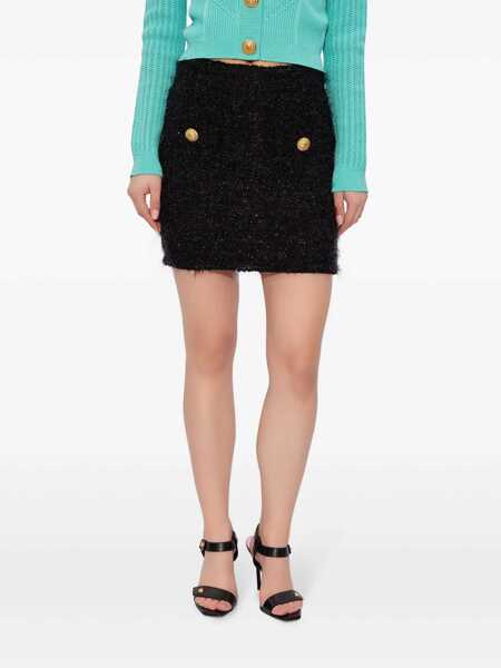Fuste Balmain Balmain Buttoned Tweed Skirt Black Femei (BM 16900592) 3