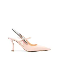 Pantofi cu toc Mach & Mach Crystal Cuba Nude Patent Leather Slingback 85Mm Shoes Femei