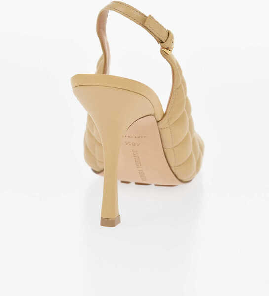 Sandale cu toc Bottega Veneta Quilted Leather Slingback Sandals With Squared Toe 11Cm Beige Femei (BM 16903506) 2