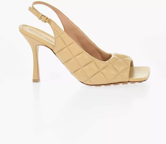 Sandale cu toc Bottega Veneta Quilted Leather Slingback Sandals With Squared Toe 11Cm Beige Femei (BM 16903506) 3
