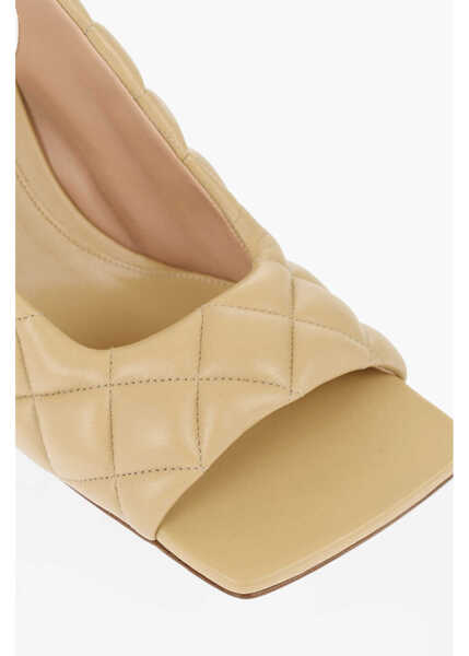 Sandale cu toc Bottega Veneta Quilted Leather Slingback Sandals With Squared Toe 11Cm Beige Femei (BM 16903506) 4