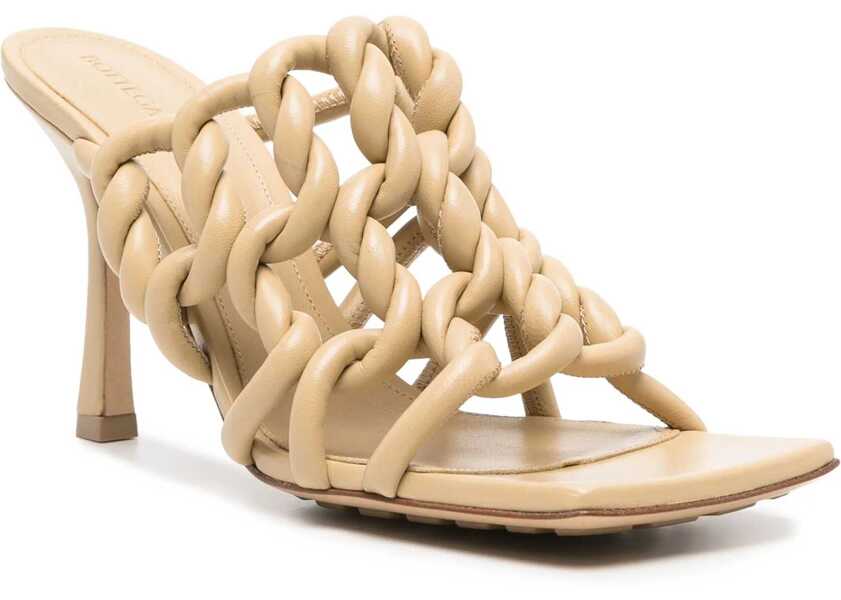 Sandale cu toc Bottega Veneta Solid Color Braided Leather Sandals 10,5Cm Beige Femei (BM 16903509) 2