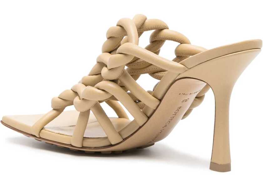 Sandale cu toc Bottega Veneta Solid Color Braided Leather Sandals 10,5Cm Beige Femei (BM 16903509) 3