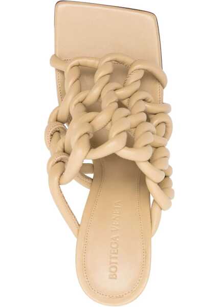 Sandale cu toc Bottega Veneta Solid Color Braided Leather Sandals 10,5Cm Beige Femei (BM 16903509) 4