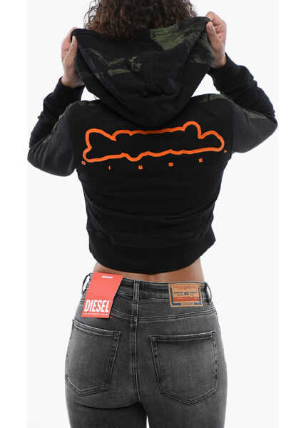 Bluze de trening Diesel Red Tag Brushed Cotton F-Slimmy Cropped Hoodie With Flocked Black Femei (BM 16903524) 2