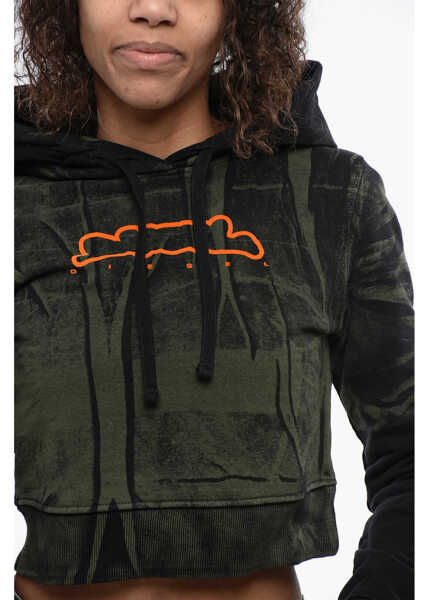 Bluze de trening Diesel Red Tag Brushed Cotton F-Slimmy Cropped Hoodie With Flocked Black Femei (BM 16903524) 3