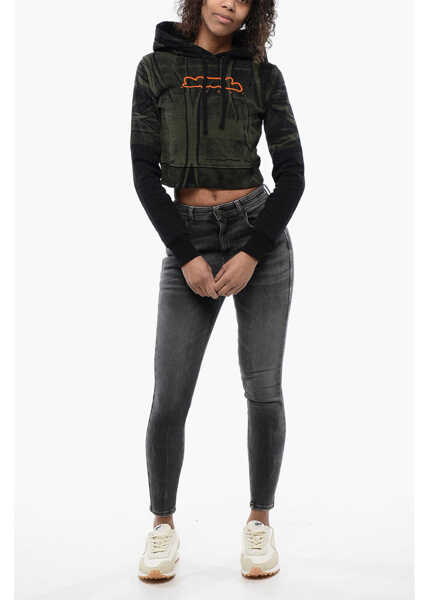 Bluze de trening Diesel Red Tag Brushed Cotton F-Slimmy Cropped Hoodie With Flocked Black Femei (BM 16903524) 4