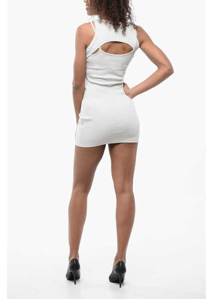 Rochii scurte Off-White Ribbed Double-Layer Mini Dress Light Blue Femei (BM 16903584) 2