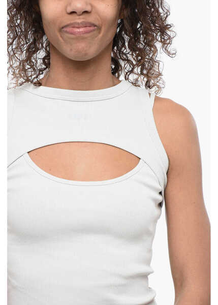 Rochii scurte Off-White Ribbed Double-Layer Mini Dress Light Blue Femei (BM 16903584) 3