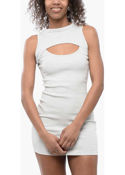 Rochii scurte Off-White Ribbed Double-Layer Mini Dress Light Blue Femei (BM 16903584) 4