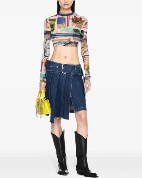 Fuste casual Off-White Pleated Asymmetric Denim Skirt Blue Femei (BM 16903599) 2