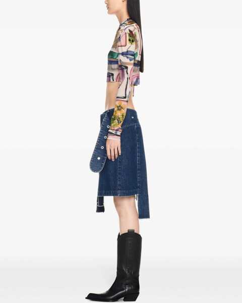 Fuste casual Off-White Pleated Asymmetric Denim Skirt Blue Femei (BM 16903599) 3