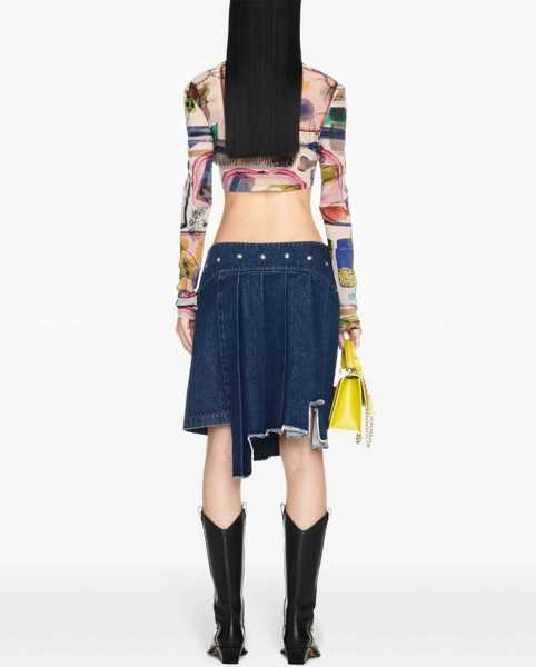 Fuste casual Off-White Pleated Asymmetric Denim Skirt Blue Femei (BM 16903599) 4