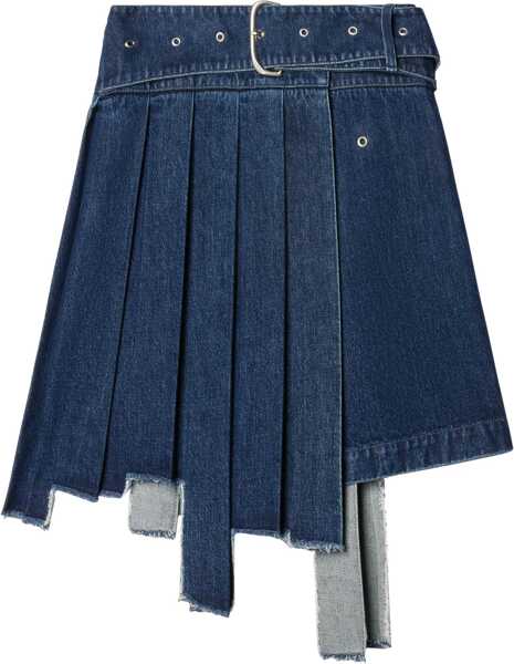 Fuste casual Off-White Pleated Asymmetric Denim Skirt Blue Femei (BM 16903599) 1