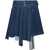 Off-White Pleated Asymmetric Denim Skirt Blue