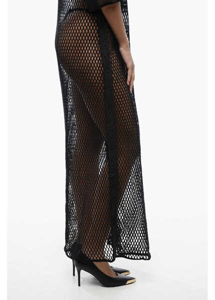 Rochii lungi Off-White Mesh Kaftan Dress With Logoed Band Black Femei (BM 16903602) 4