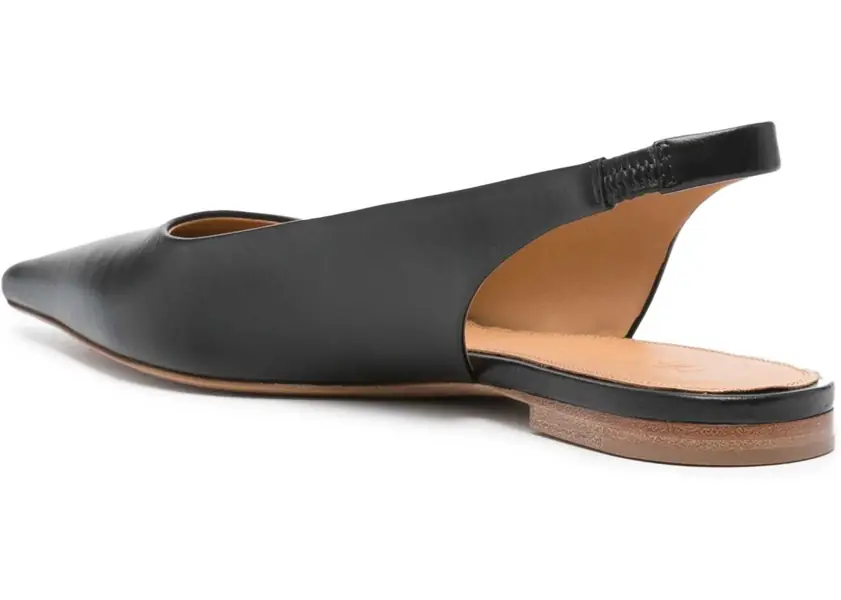 Balerini casual Off-White Leather Point Toe Slingback Ballet Flats Black Femei (BM 16903849) 3