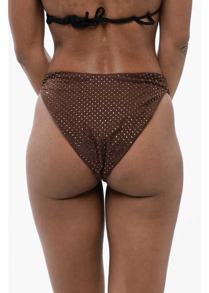 Bikini Self-Portrait Draped Bikini Bottom With Rhinestones Brown Femei (BM 16903873) 2
