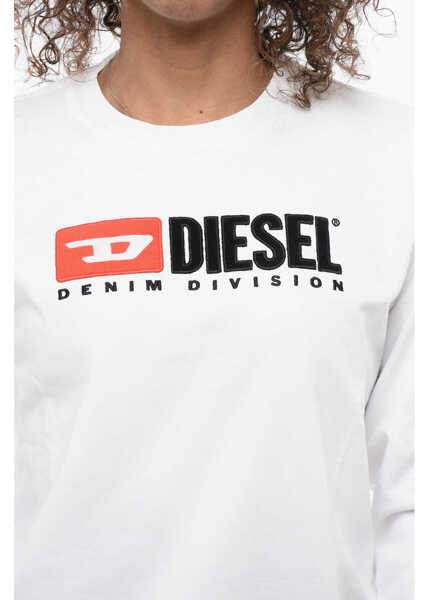 Bluze de trening Diesel Crew Neck Cropped Sweatshirt With Lettering Logo White Femei (BM 16903879) 3
