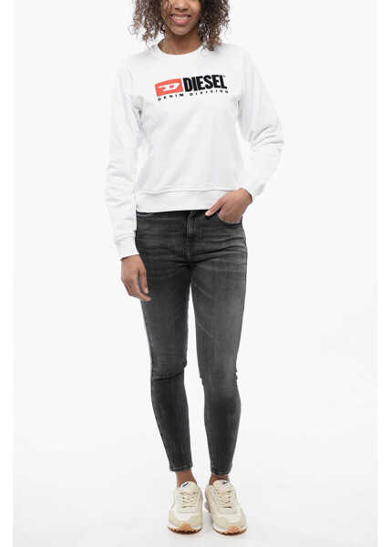 Bluze de trening Diesel Crew Neck Cropped Sweatshirt With Lettering Logo White Femei (BM 16903879) 4