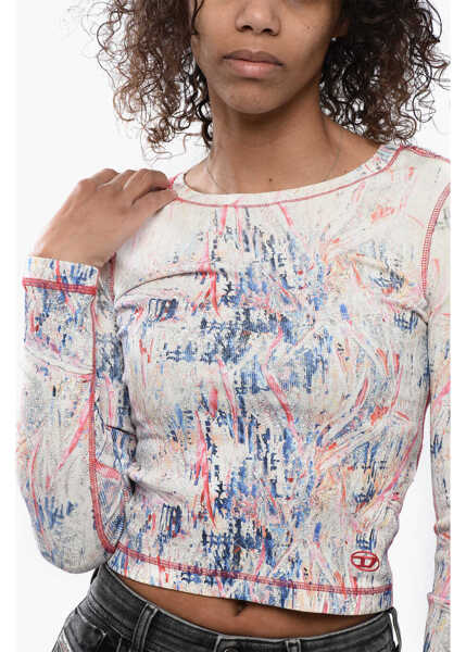 Tricouri Diesel Ribbed Fabric Top With Abrastract Pattern Multicolor Femei (BM 16903894) 3