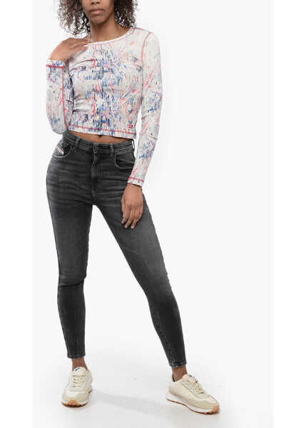 Tricouri Diesel Ribbed Fabric Top With Abrastract Pattern Multicolor Femei (BM 16903894) 4