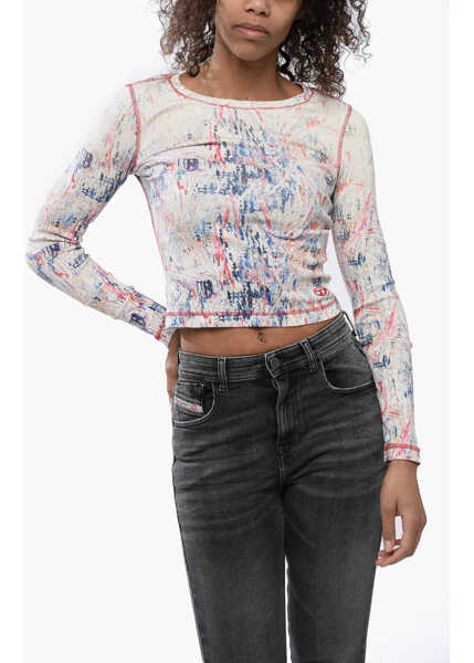 Tricouri Diesel Ribbed Fabric Top With Abrastract Pattern Multicolor Femei (BM 16903894) 1