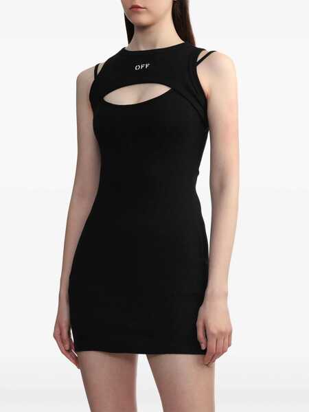 Rochii scurte Off-White Double-Layer Mini Dress With Embroidered Logo Black Femei (BM 16903939) 4