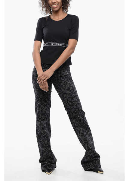 Bluze Off-White Short Sleeved Tight-Fitting Top With Cut-Out Detail Black Femei (BM 16903966) 4