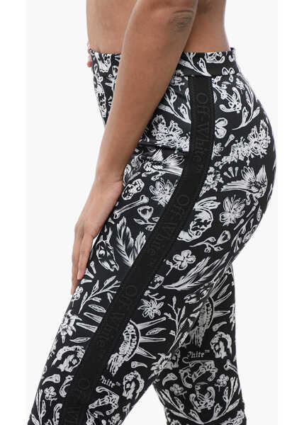 Colanti Off-White Old Shool Motif Leggins With Logoed Band Black & White Femei (BM 16903969) 3