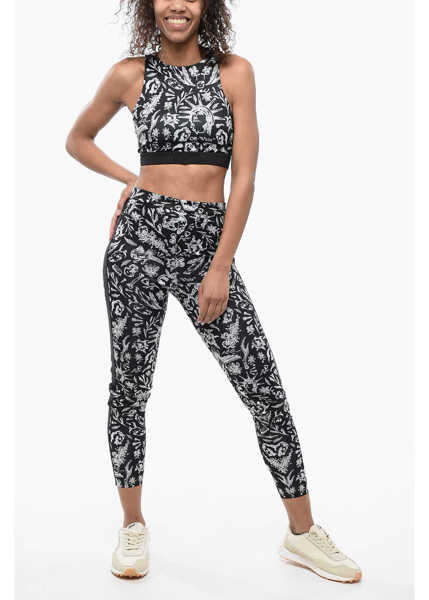 Colanti Off-White Old Shool Motif Leggins With Logoed Band Black & White Femei (BM 16903969) 4