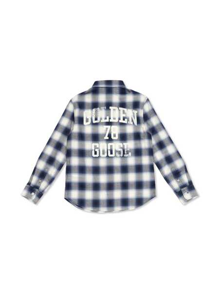 Camasi Golden Goose JOURNEY BOYS REGULAR SHIRT/ CHECK BLEND COTTON SHIRTING WITH PRINT Blue Baieti (BM 16906443) 2