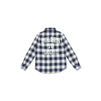 Camasi pentru Baieti - Camasi Golden Goose JOURNEY BOYS REGULAR SHIRT/ CHECK BLEND COTTON SHIRTING WITH PRINT Blue Baieti (BM 16906443) - B-mall.ro