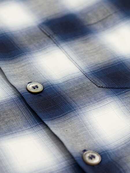 Camasi Golden Goose JOURNEY BOYS REGULAR SHIRT/ CHECK BLEND COTTON SHIRTING WITH PRINT Blue Baieti (BM 16906443) 4