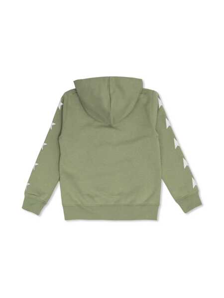 Hanorace Golden Goose STAR/ GIRLS  ZIPPED SWEATSHIRT HOODIE/ KANGAROO POCKET/ GLITTER MULTISTAR PRINTED Green Fete (BM 16906449) 2