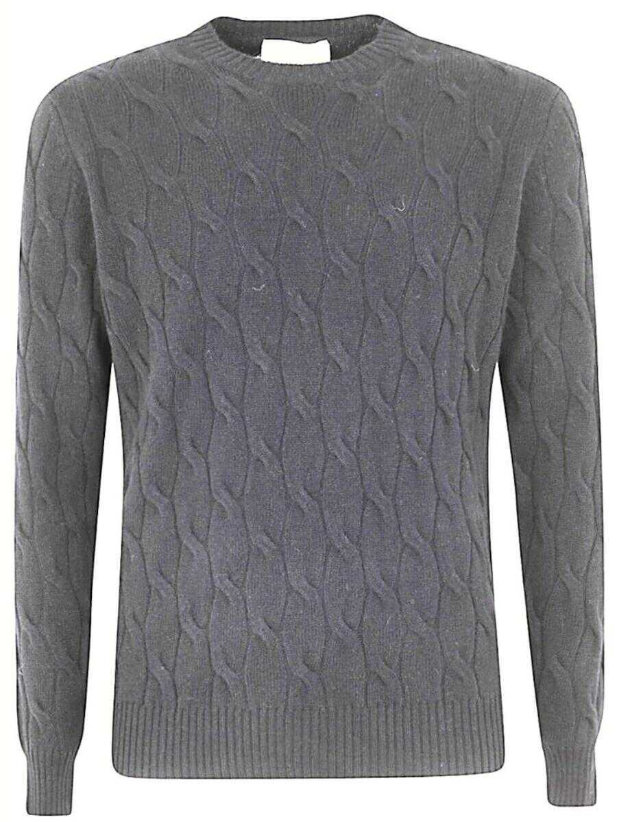 Pulovere FILIPPO DE LAURENTIIS Filippo De Laurentiis Wool Cashmere Long Sleeves Crew Neck Sweater With Braid Clothing GREY Barbati (BM 16908393) 1