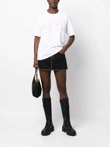 Tricouri DSQUARED2 Icon Logo Printed Crew-Neck T-Shirt White Femei (BM 16910698) 2