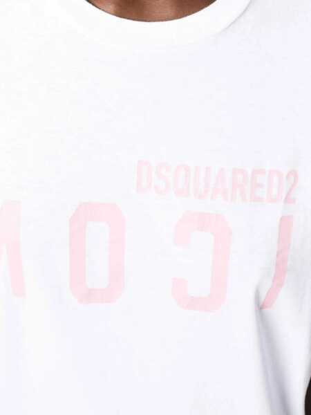 Tricouri DSQUARED2 Icon Logo Printed Crew-Neck T-Shirt White Femei (BM 16910698) 5