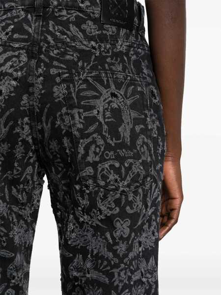 Blugi drepti Off-White Flared Straight Leg Long Jeans With All-Over Graphic Print 2 Black Femei (BM 16910743) 5