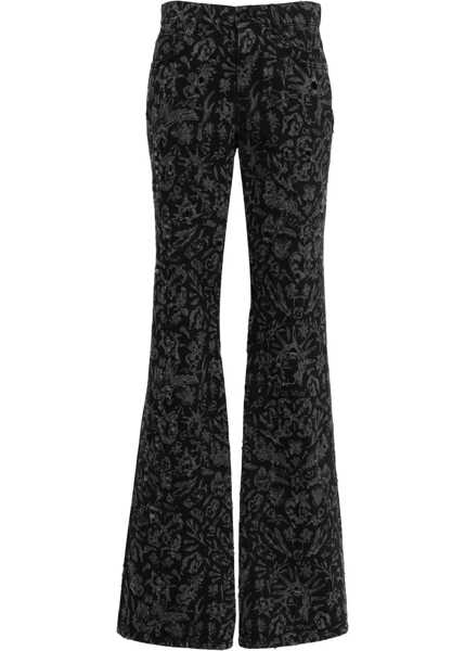 Blugi drepti Off-White Flared Straight Leg Long Jeans With All-Over Graphic Print 2 Black Femei (BM 16910743) 1