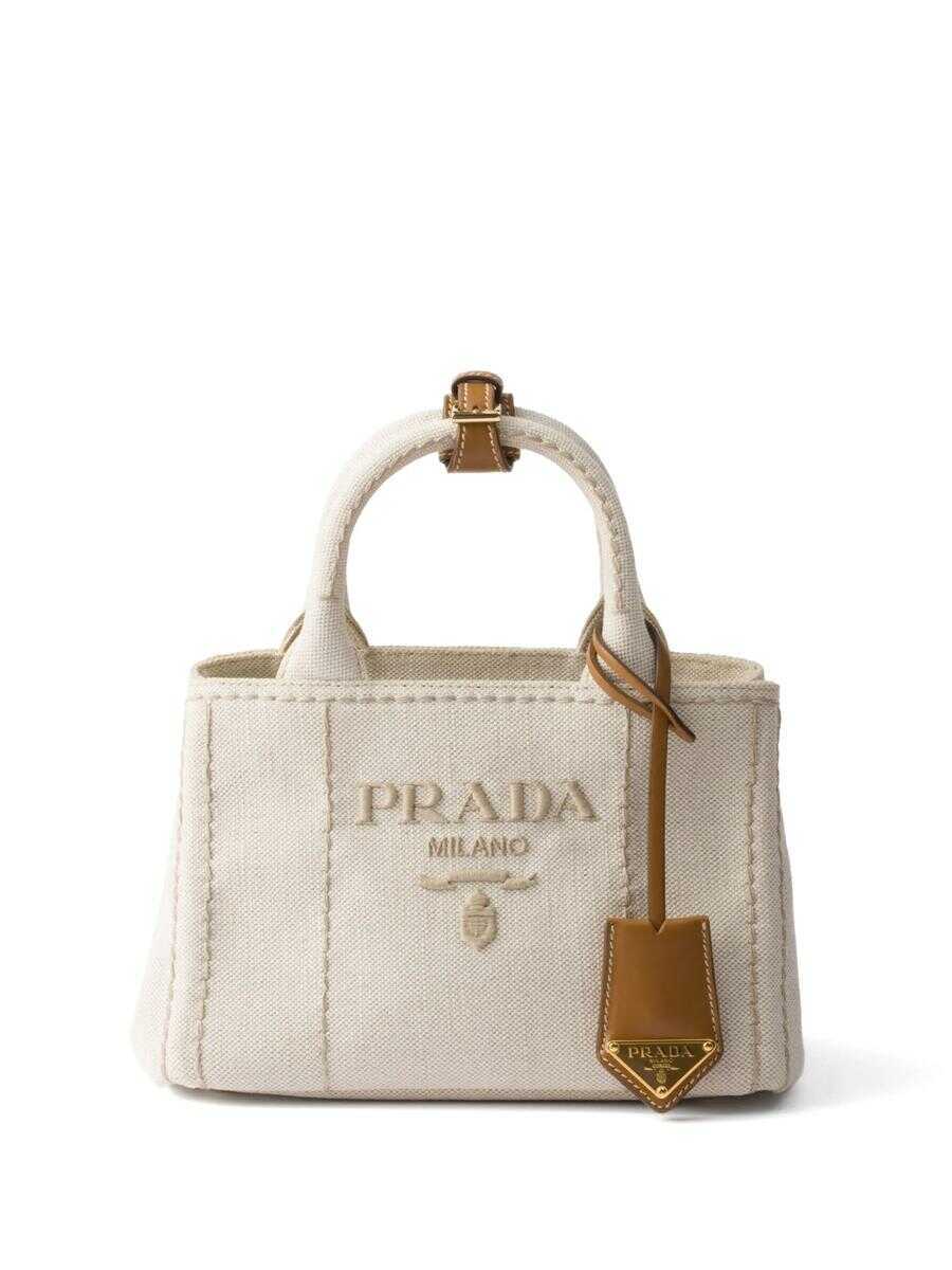 Genti de mana Prada Prada Giardiniera Mini Logo-Embroidered Tote Bag Beige Femei (BM 16912512) 1