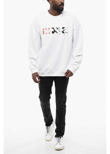 Bluze de trening Diesel Solid Color S-Nabel-M Crew-Neck Sweatshirt With Cracked Effe White Barbati (BM 16915045) 4