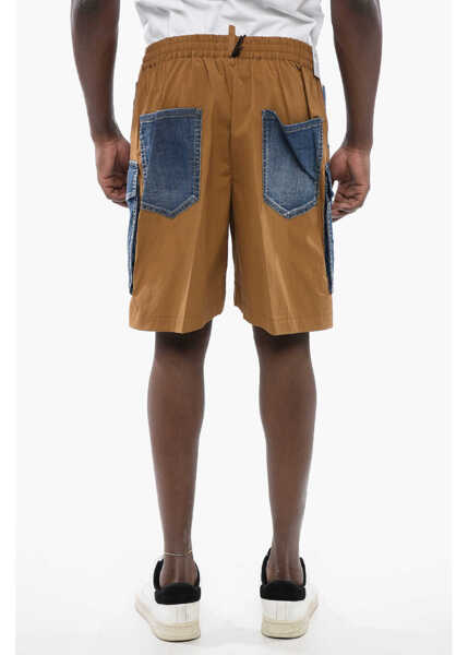 Pantaloni scurti DSQUARED2 Nylon Boxer Shorts With Denim Detailing Brown Barbati (BM 16915066) 2