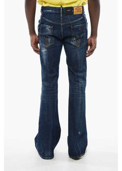 Blugi drepti DSQUARED2 Distressed Bob Denims With Dark Wash Blue Barbati (BM 16915078) 2