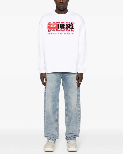 Bluze de trening Diesel Brushed Cotton S-Baxt-N1 Crew-Neck Sweatshirt White Barbati (BM 16915321) 2