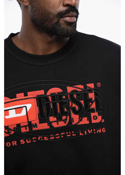 Bluze de trening Diesel Red Tag Brushed Cotton S-Baxt-N1 Crew-Neck Sweatshirt Black Barbati (BM 16915420) 3