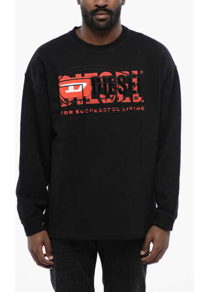 Bluze de trening Diesel Red Tag Brushed Cotton S-Baxt-N1 Crew-Neck Sweatshirt Black Barbati (BM 16915420) 1