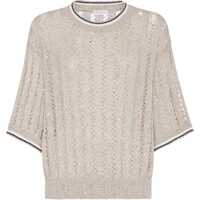 Pulovere Openwork knit pattern Sweater with sequins Femei