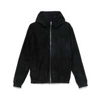 Geci Dark Blue Reversible Jacket With Hood In Suede And Tech Fabric Man Barbati