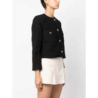 Imbracaminte BA&SH Dama - Geci BA&SH Meredith Black Crop Jacket With Round Neck And Metal Buttons In Cotton And Wool Blend Woman Black Femei (BM 16917210) - B-mall.ro